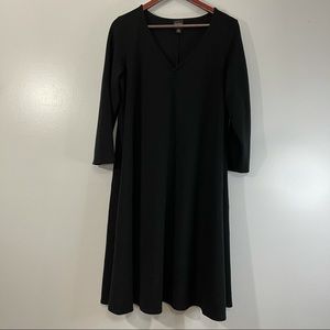 Eileen Fisher Women’s Black long Dress Size X Large long sleeves V Neck